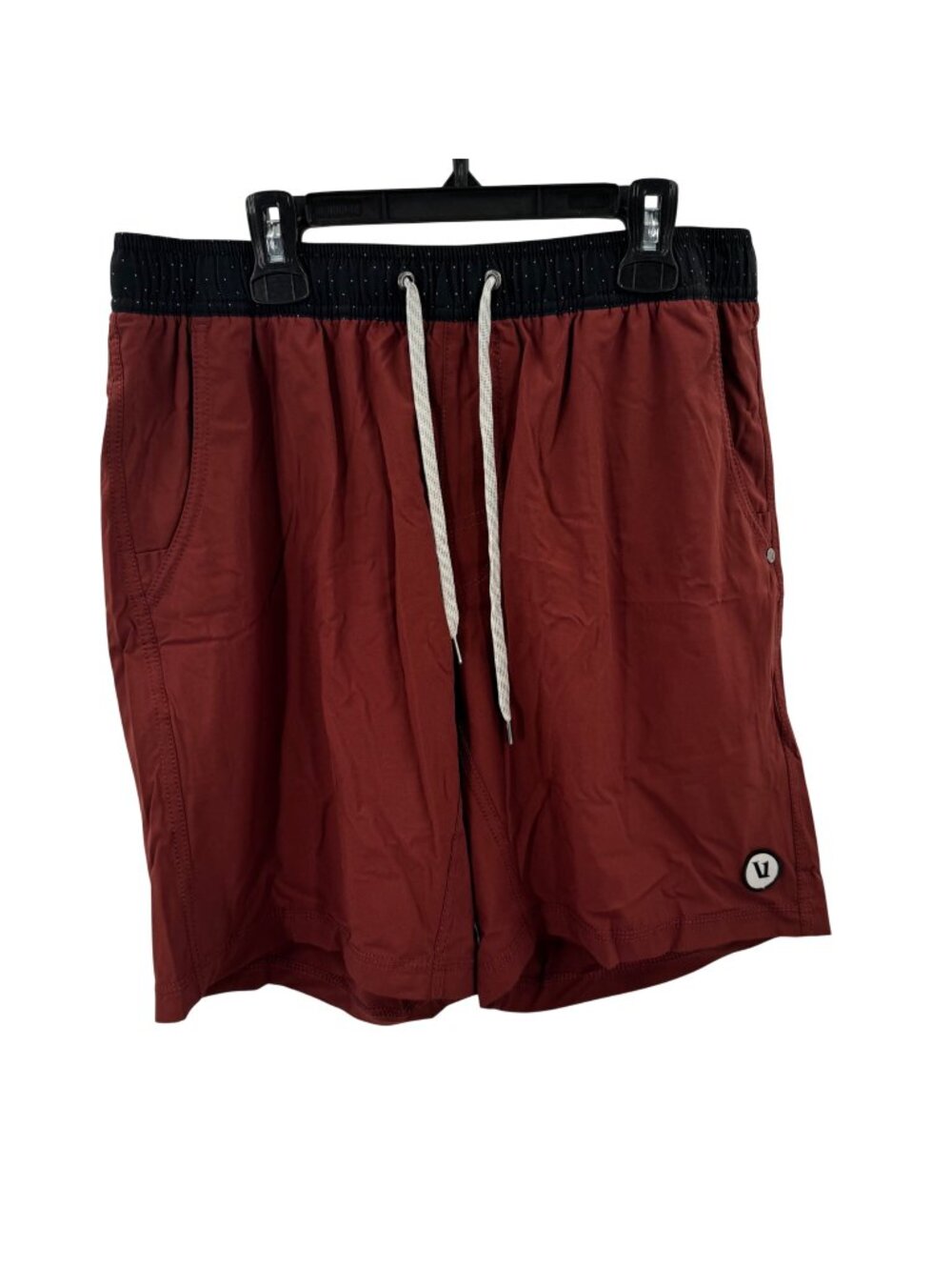 Vuori Mens Maroon Lined Gym Shorts Size Large With Drawstring Waist